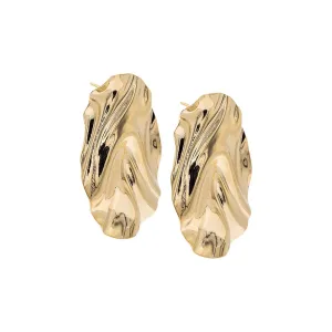 Chunky Fluid Oval Disc Stud Earring