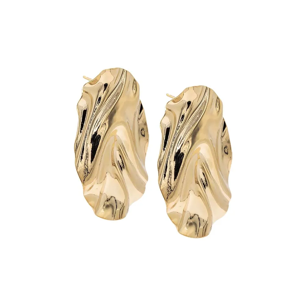 Chunky Fluid Oval Disc Stud Earring