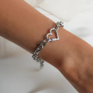 Chunky Heart Lock Bracelet