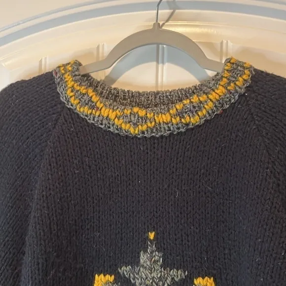 Chunky oversized wool blend vintage southwest tribal agave sweater size M