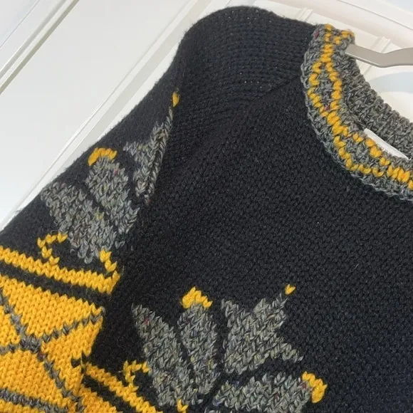 Chunky oversized wool blend vintage southwest tribal agave sweater size M