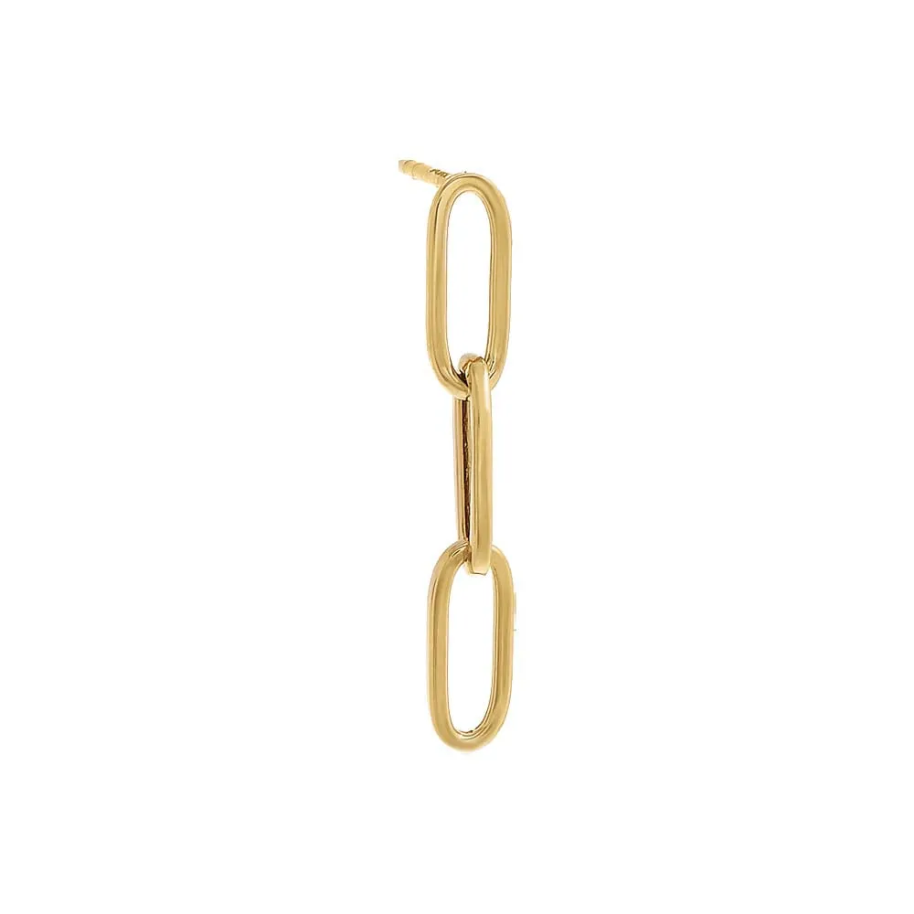 Chunky Paperclip Drop Down Stud Earring 14K