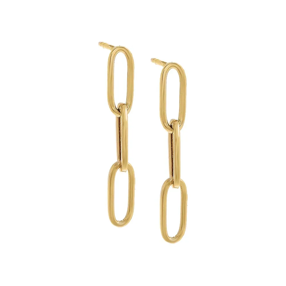 Chunky Paperclip Drop Down Stud Earring 14K