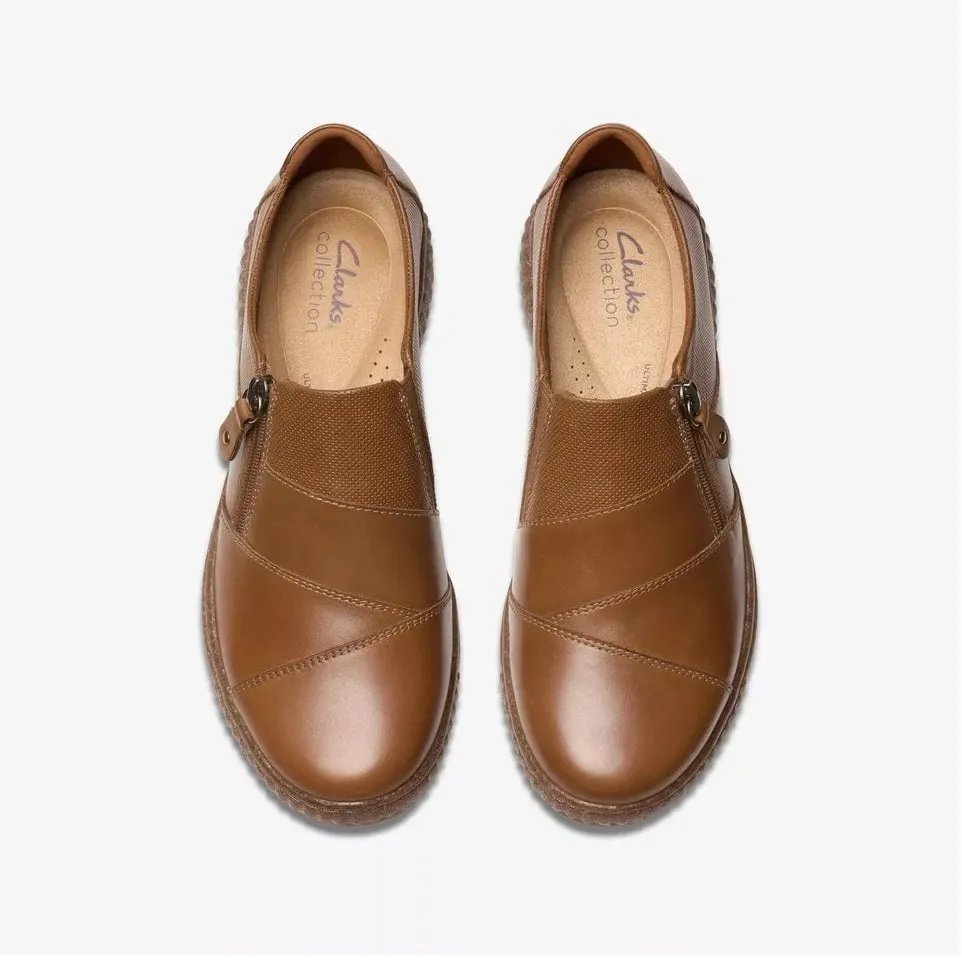 Clarks Women's Caroline Grace Dark Tan Leather 26177055