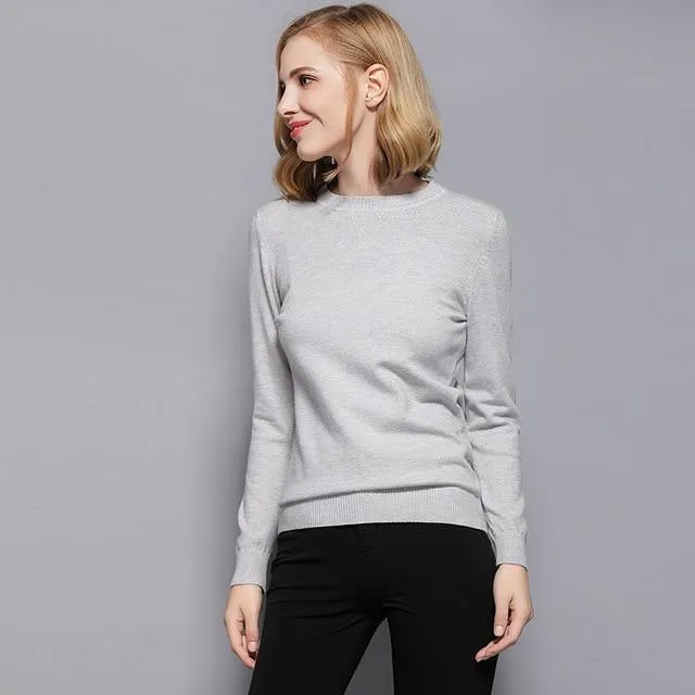 Classic Crew Neck Sweater - Cashmere Blend Pullover