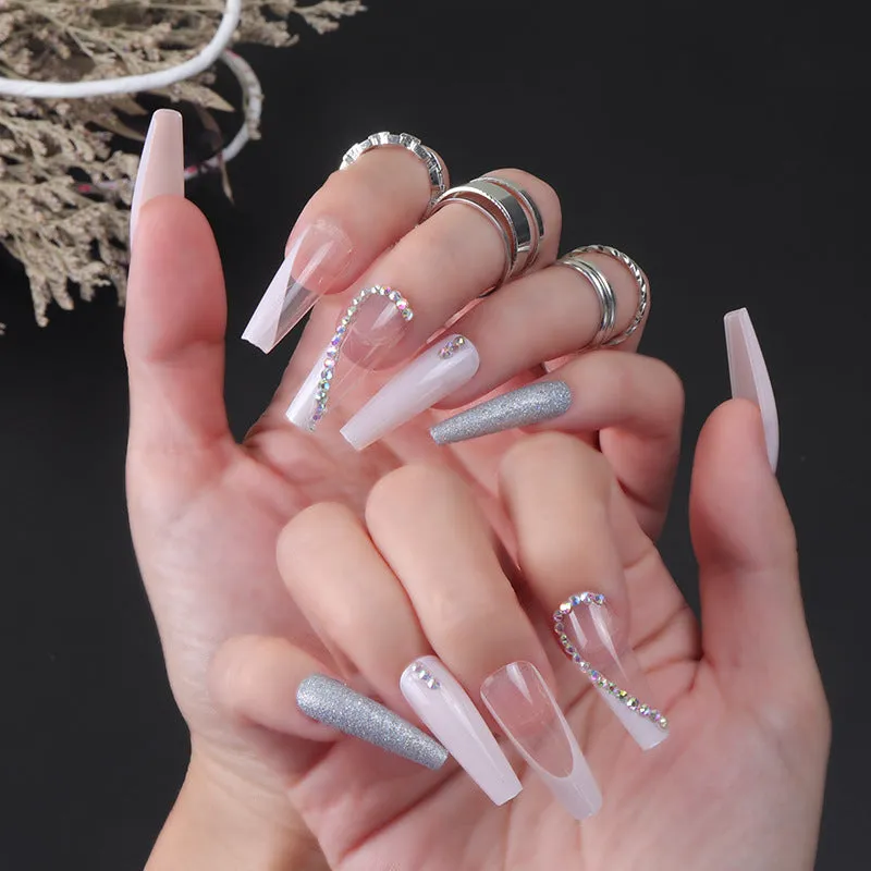 Coffin Clear beveled edge silver onion pink white