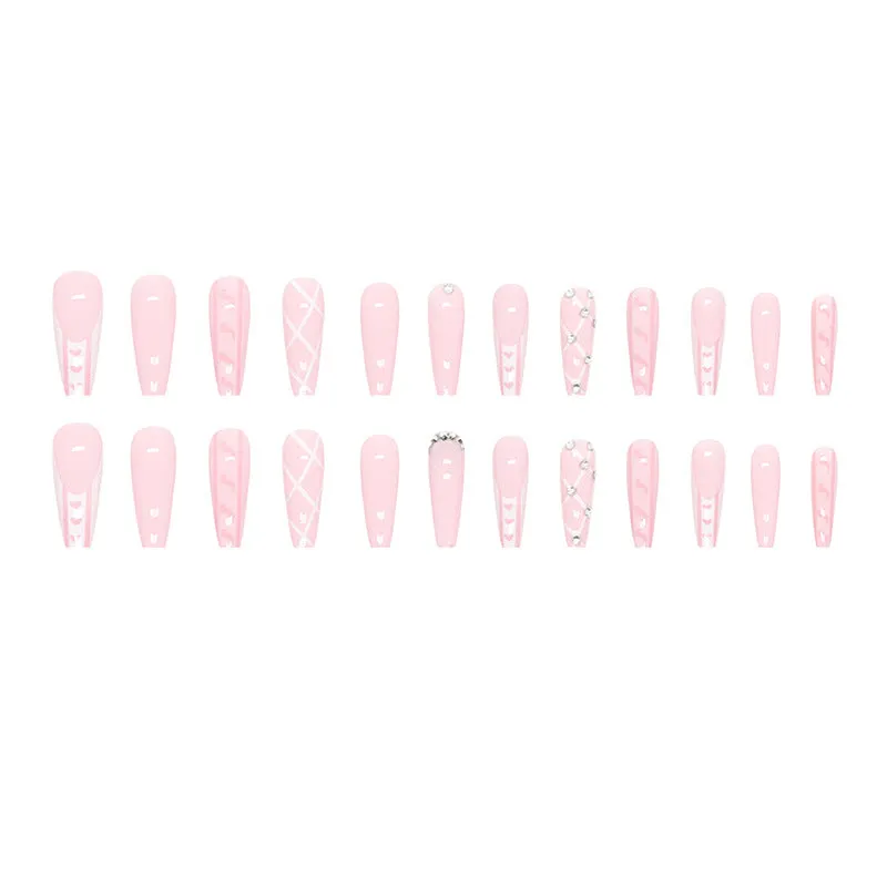 Coffin pink french stones crossline