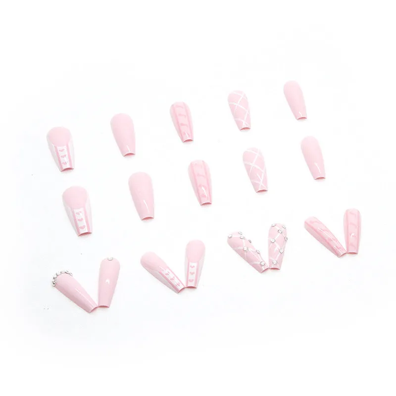Coffin pink french stones crossline
