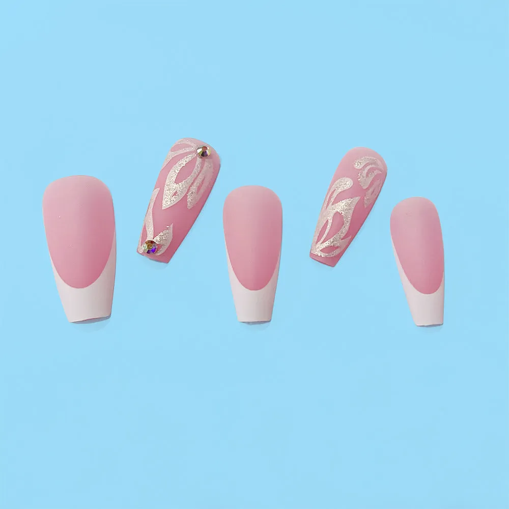 Coffin pink white French petals