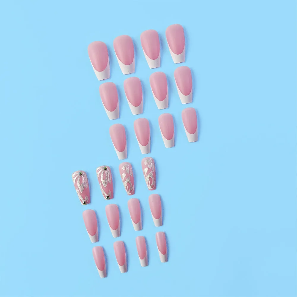 Coffin pink white French petals