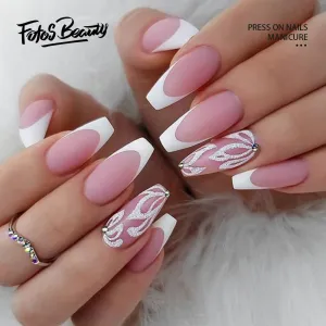 Coffin pink white French petals
