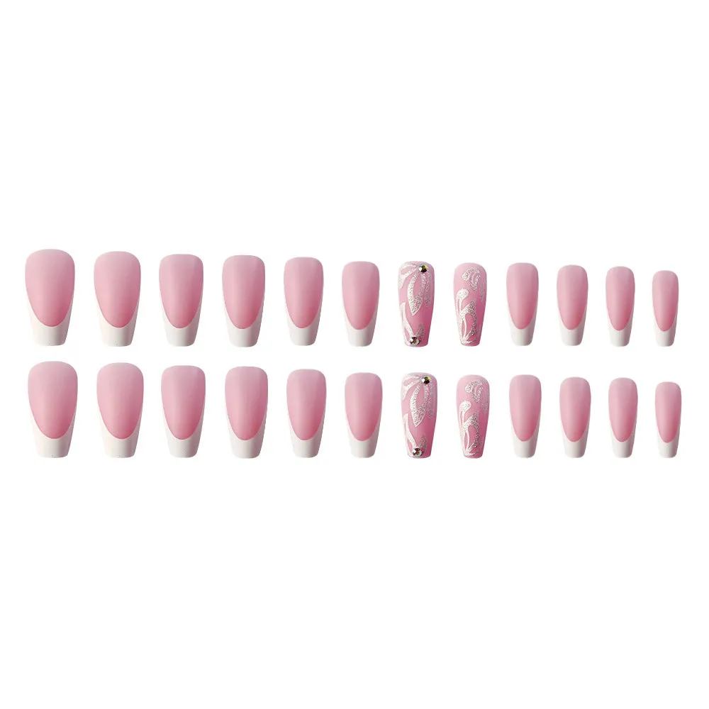 Coffin pink white French petals