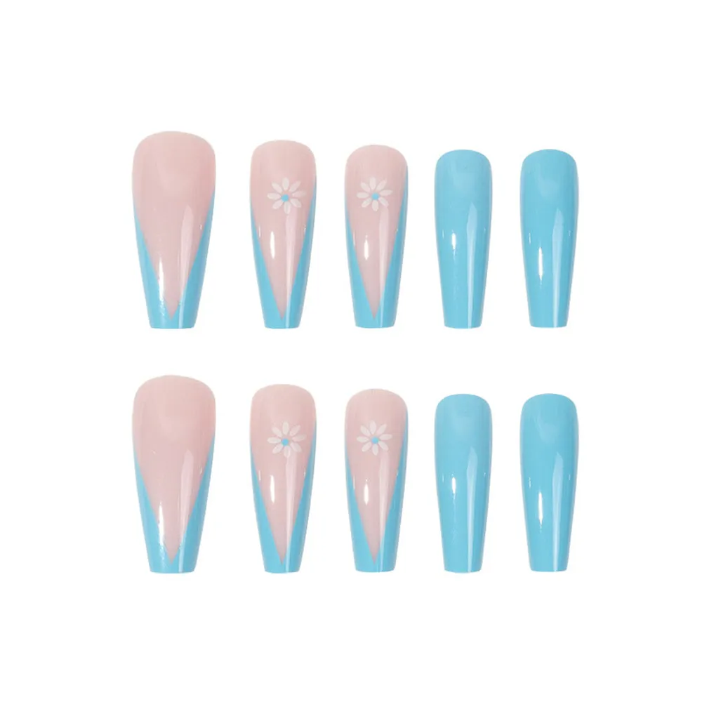 Coffin V French Flower Sky Blue