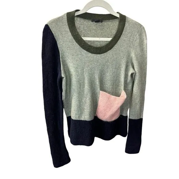 COS color block green/blue/ pink wool knit Sweater Small