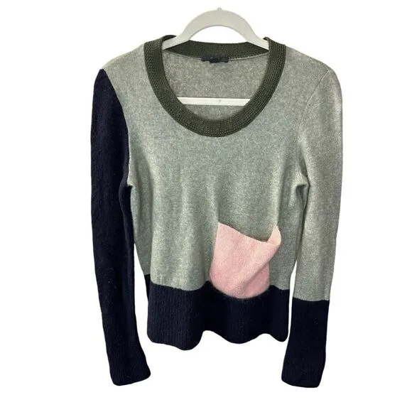 COS color block green/blue/ pink wool knit Sweater Small