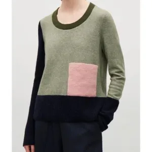 COS color block green/blue/ pink wool knit Sweater Small
