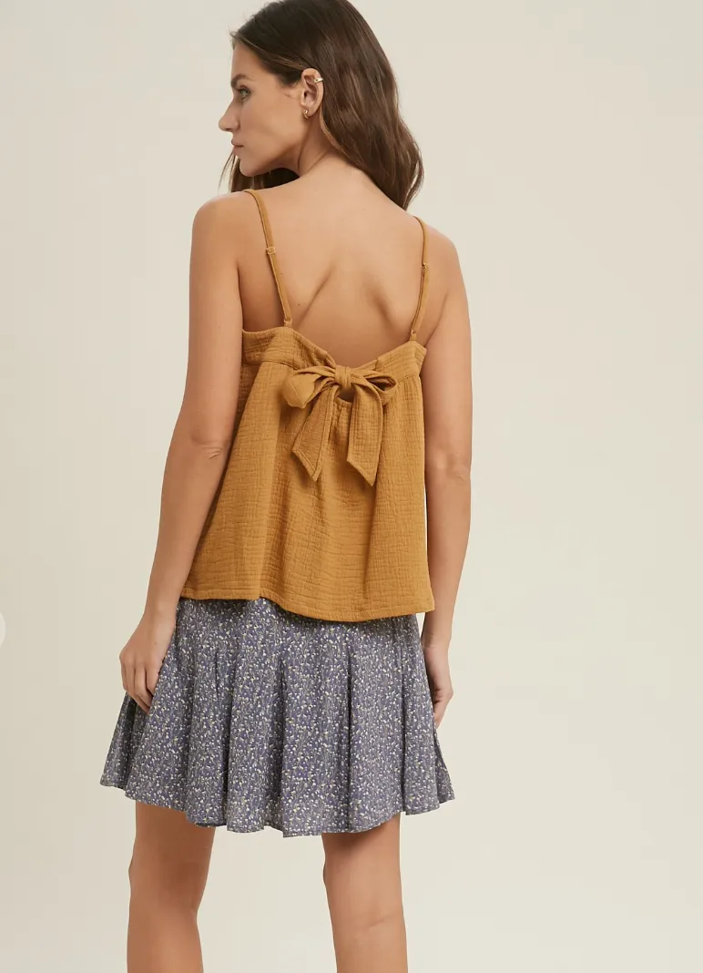 COTTON GAUZE TIE BACK TANK // FINAL SALE