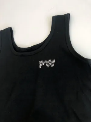 Cotton Tank Top Crystal Collection Color Black - Power Wings By Jullye Giliberti