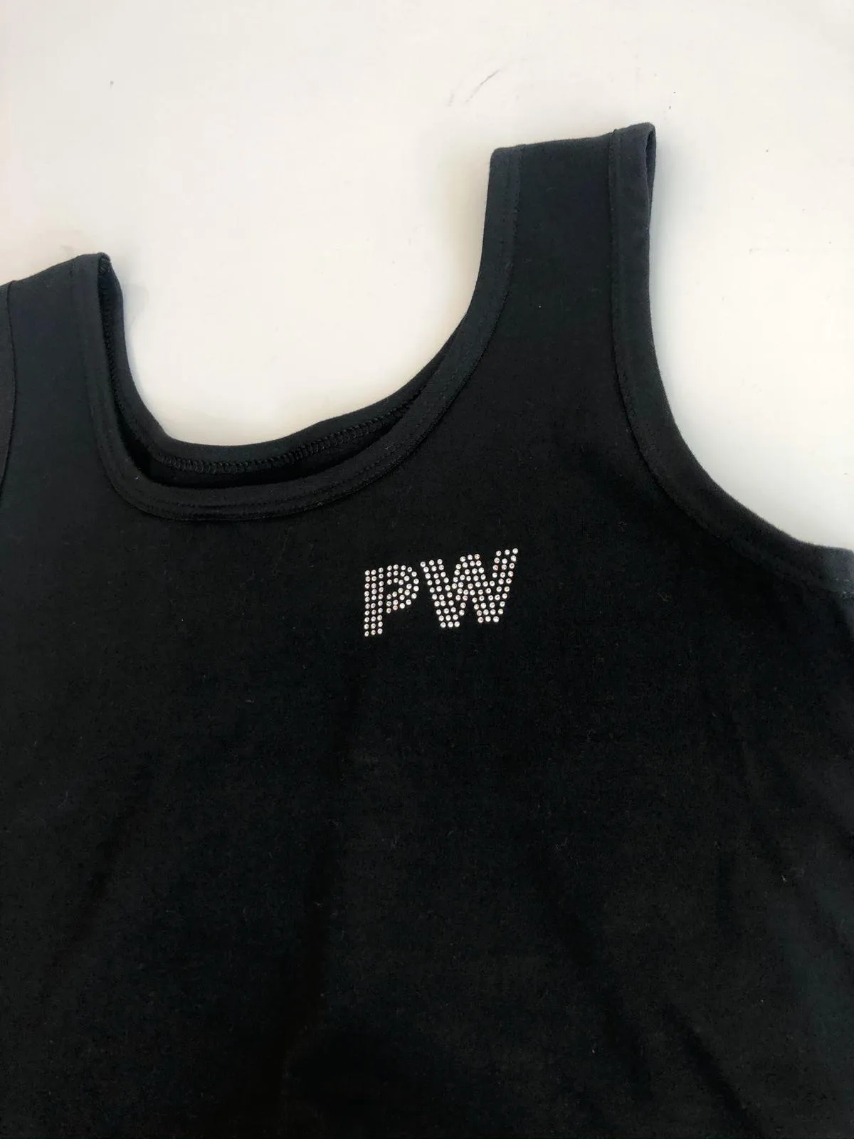 Cotton Tank Top Crystal Collection Color Black - Power Wings By Jullye Giliberti