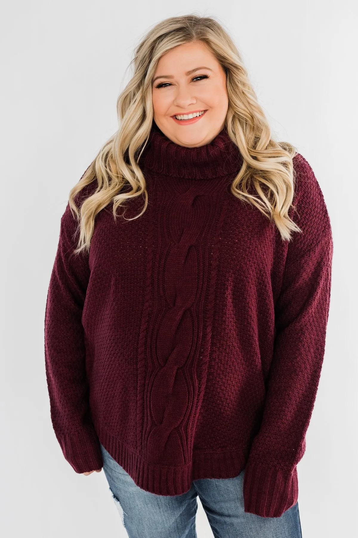 Daily Smiles Turtle Neck Sweater- Burgundy