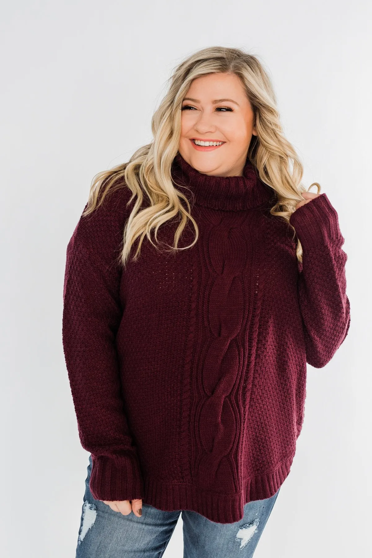 Daily Smiles Turtle Neck Sweater- Burgundy