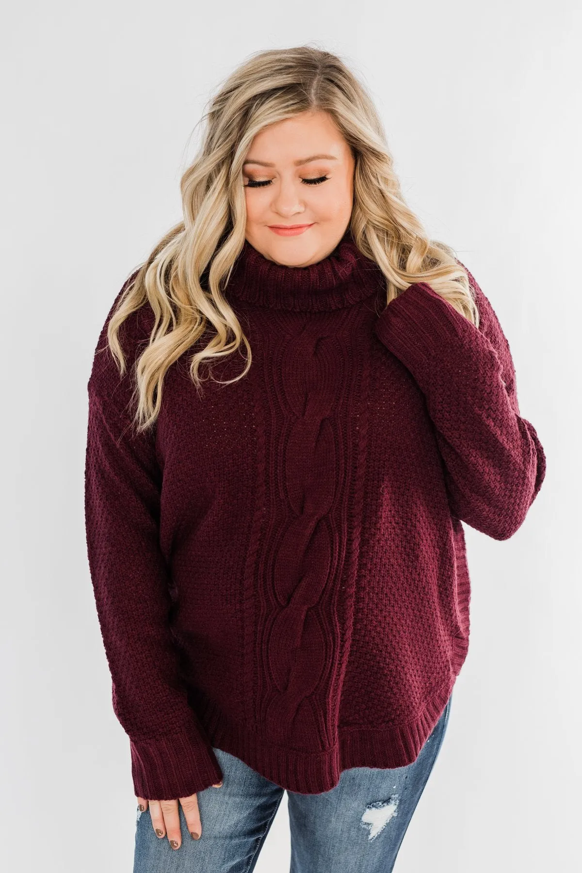 Daily Smiles Turtle Neck Sweater- Burgundy