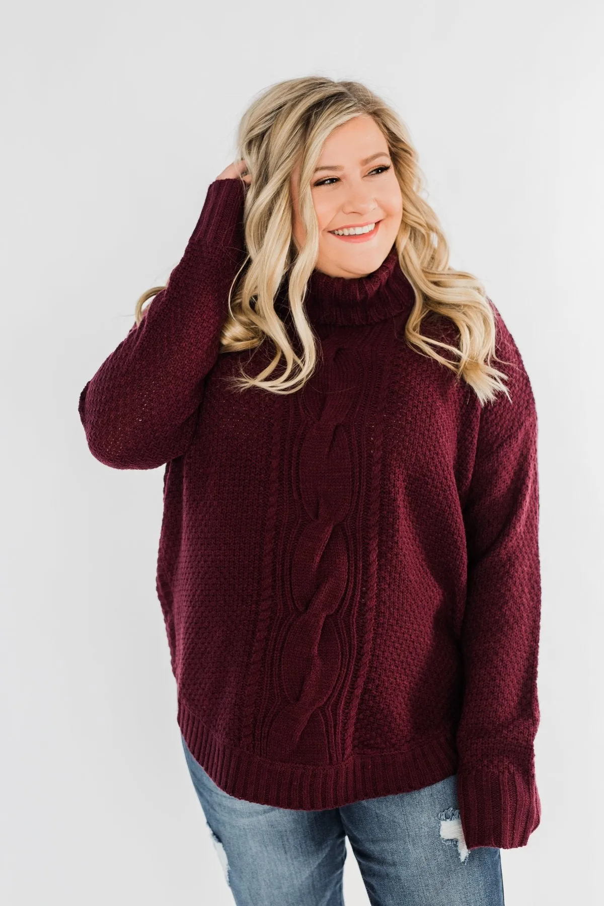 Daily Smiles Turtle Neck Sweater- Burgundy