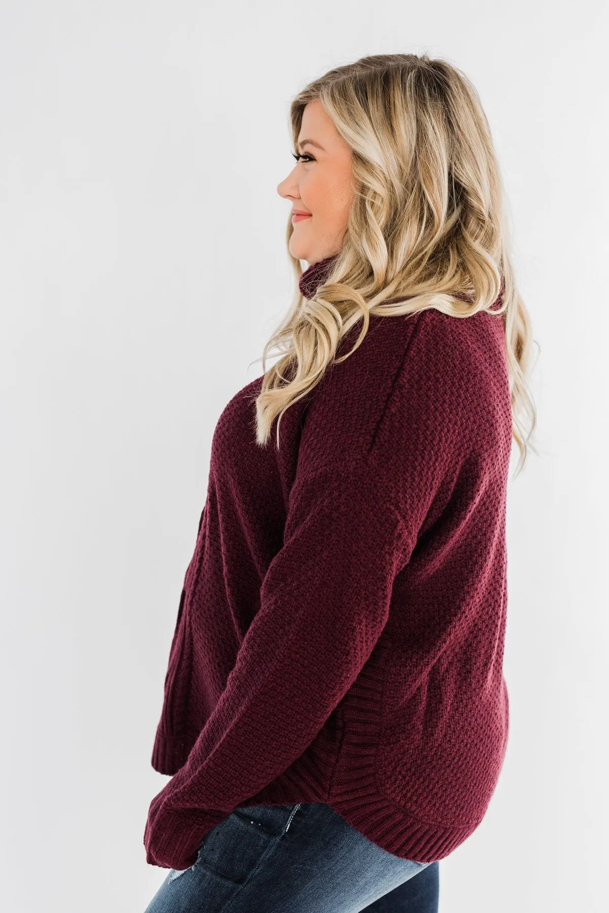 Daily Smiles Turtle Neck Sweater- Burgundy