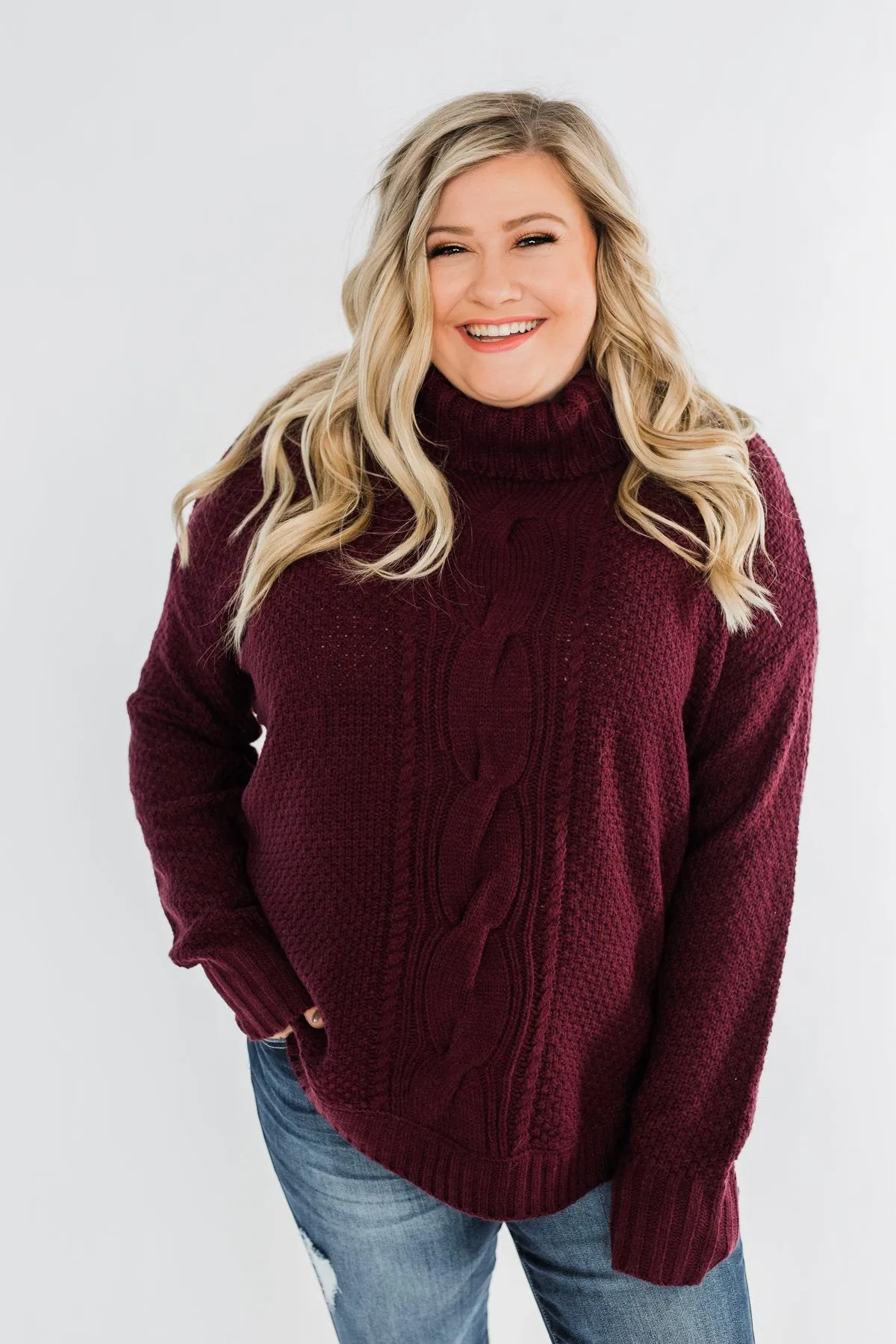 Daily Smiles Turtle Neck Sweater- Burgundy