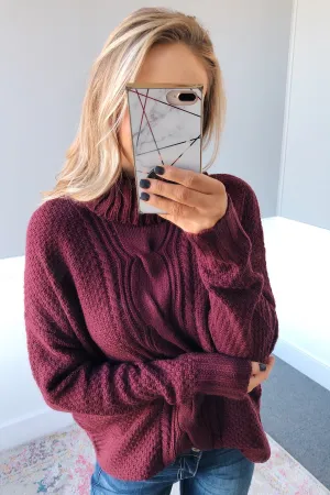 Daily Smiles Turtle Neck Sweater- Burgundy