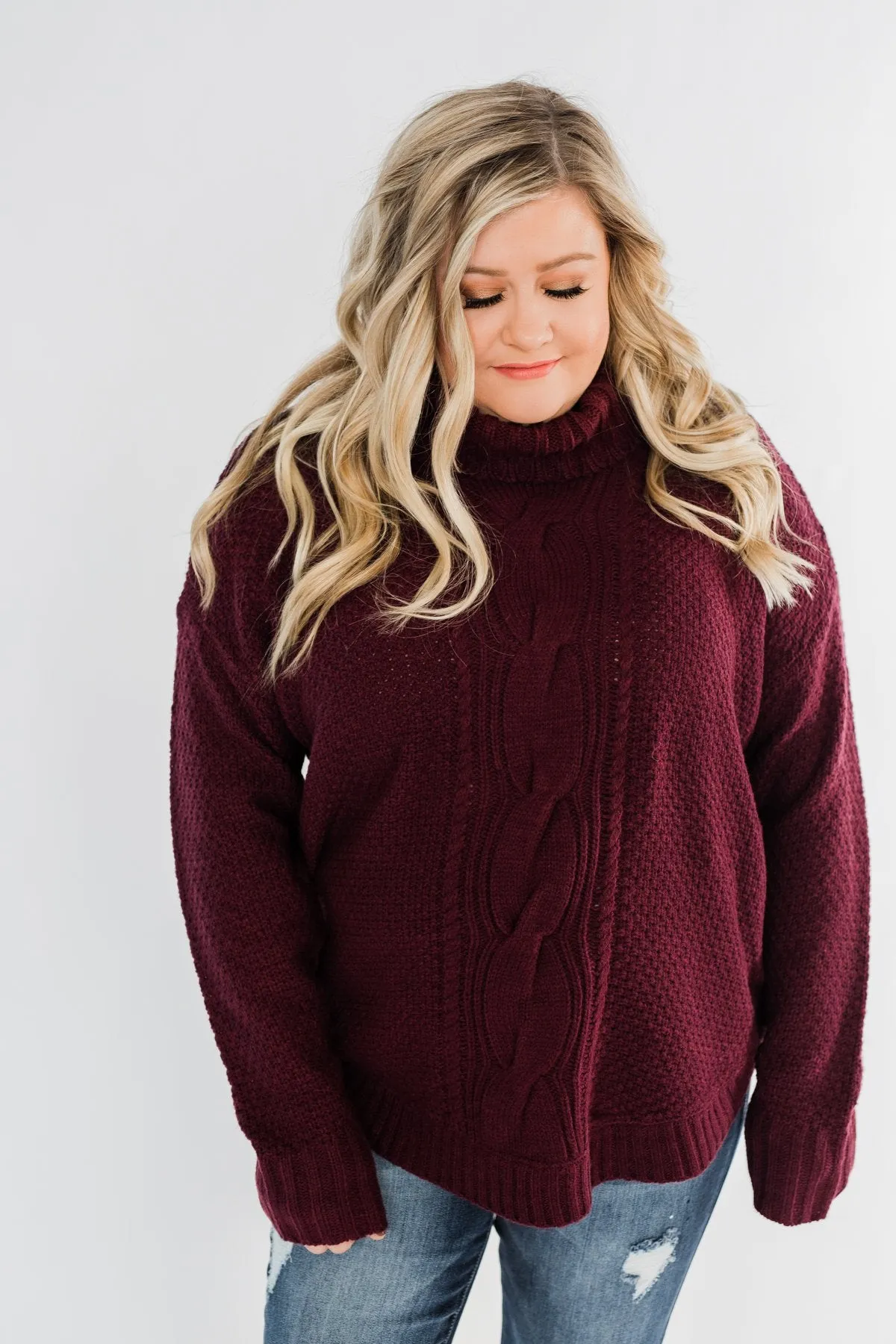 Daily Smiles Turtle Neck Sweater- Burgundy