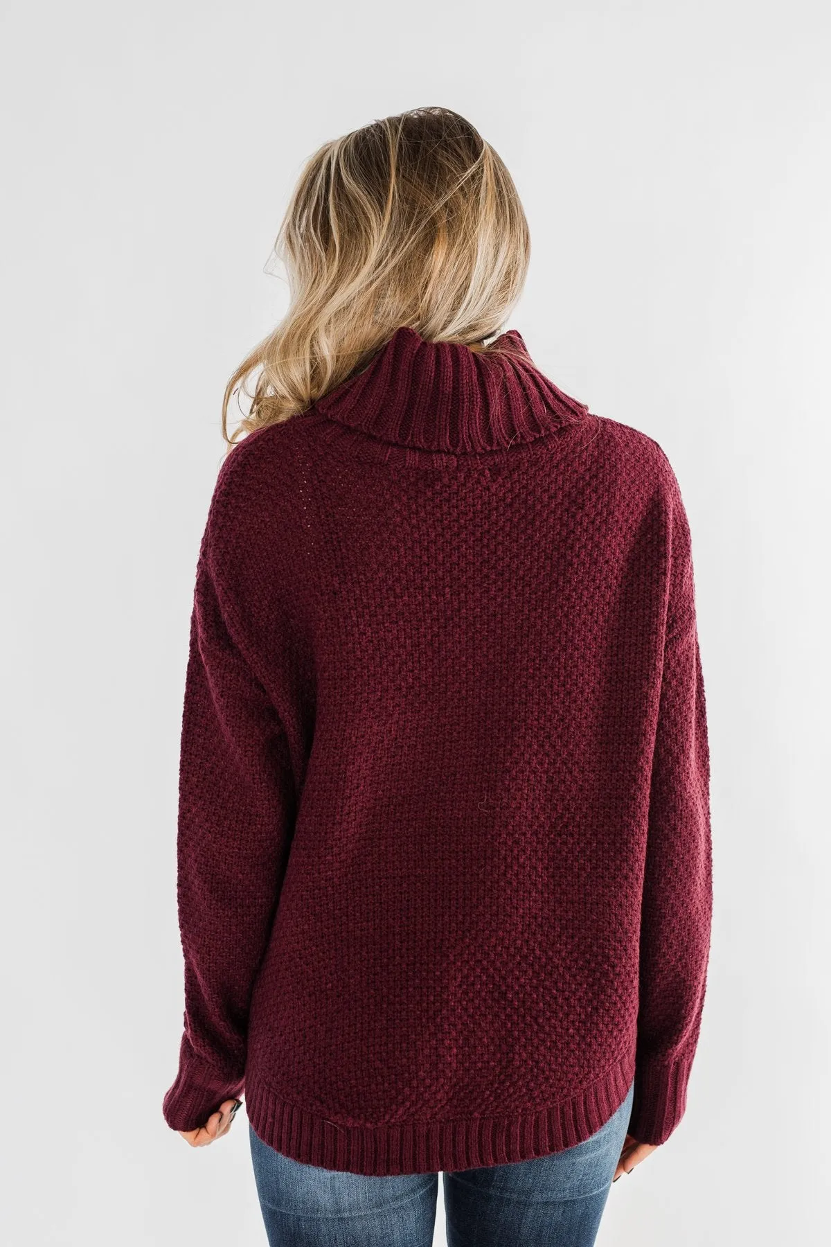 Daily Smiles Turtle Neck Sweater- Burgundy