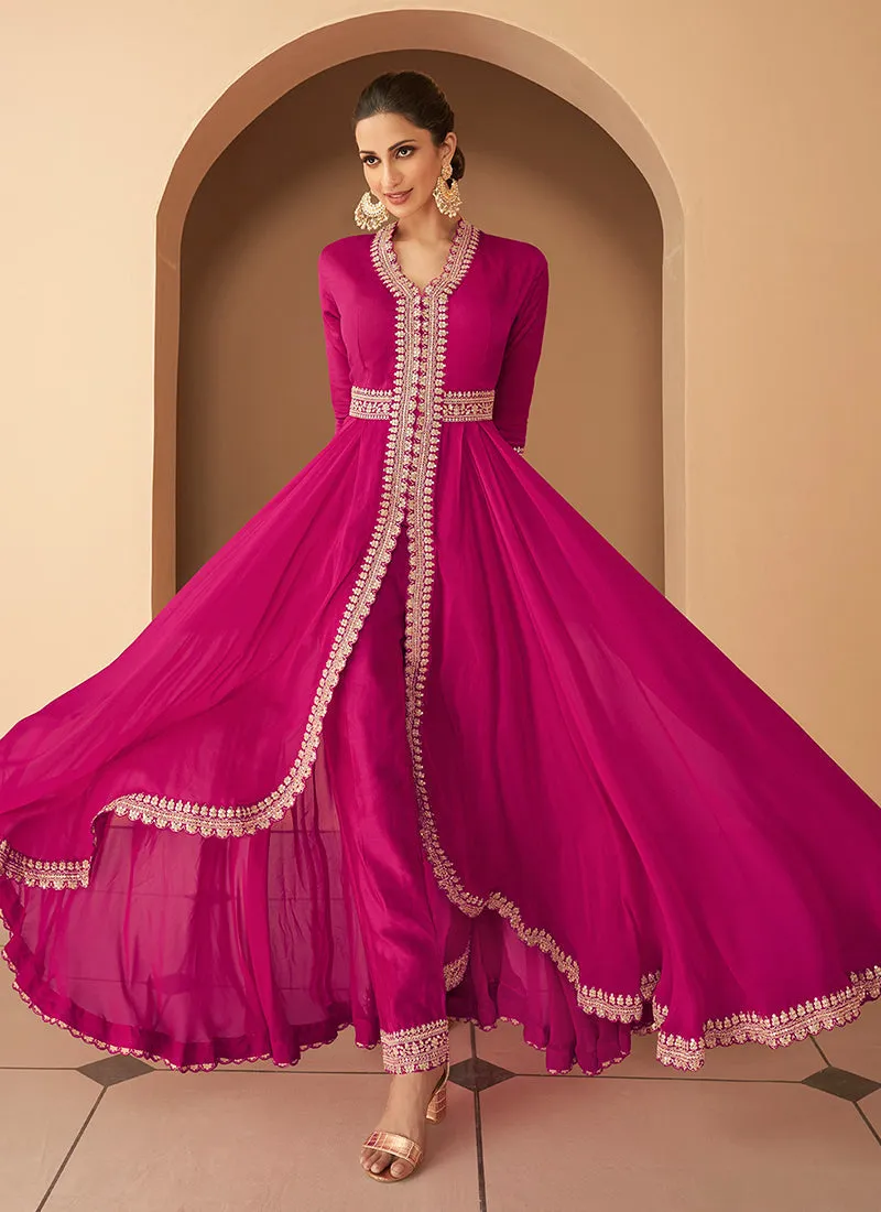Dark Pink Heavy Embroidered Stylish Anarkali