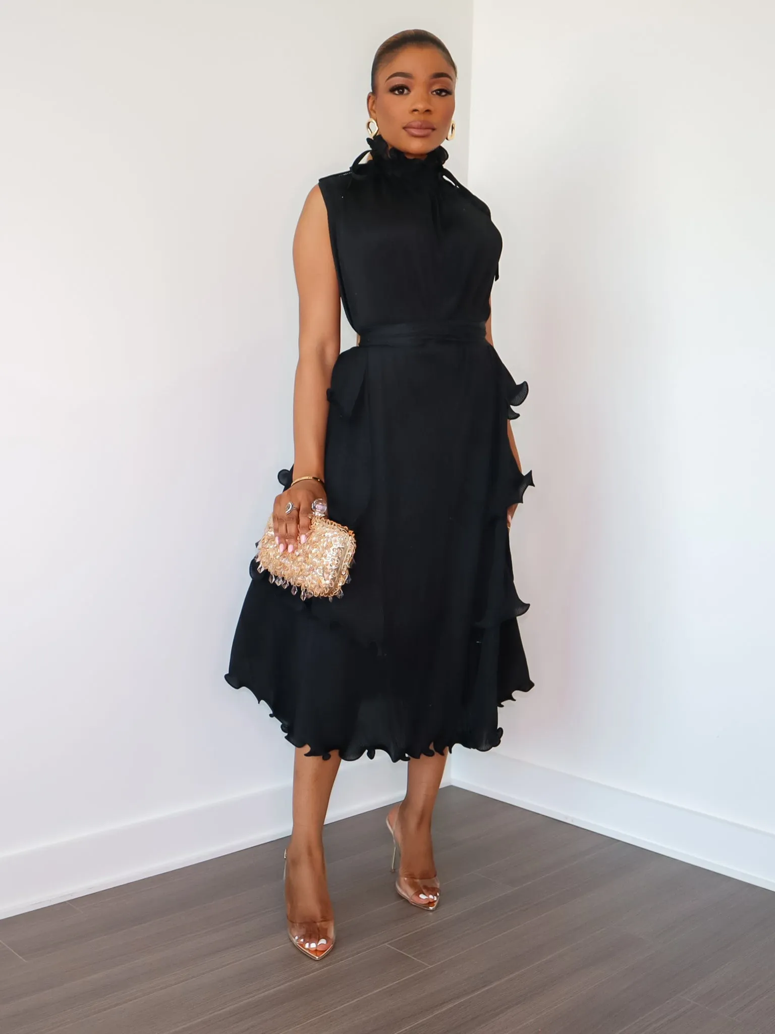 Denise Ruffle Dress (Black)