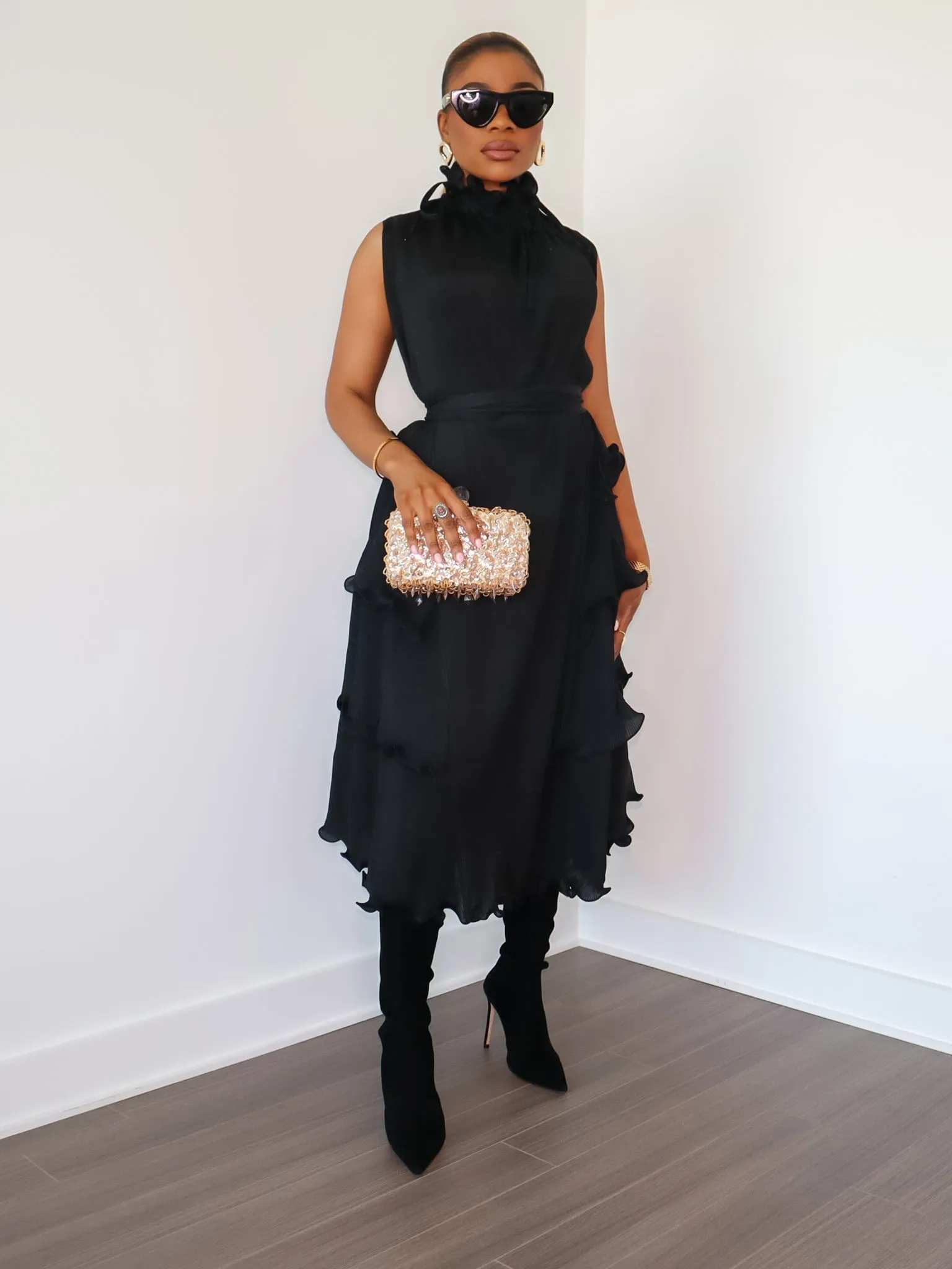 Denise Ruffle Dress (Black)