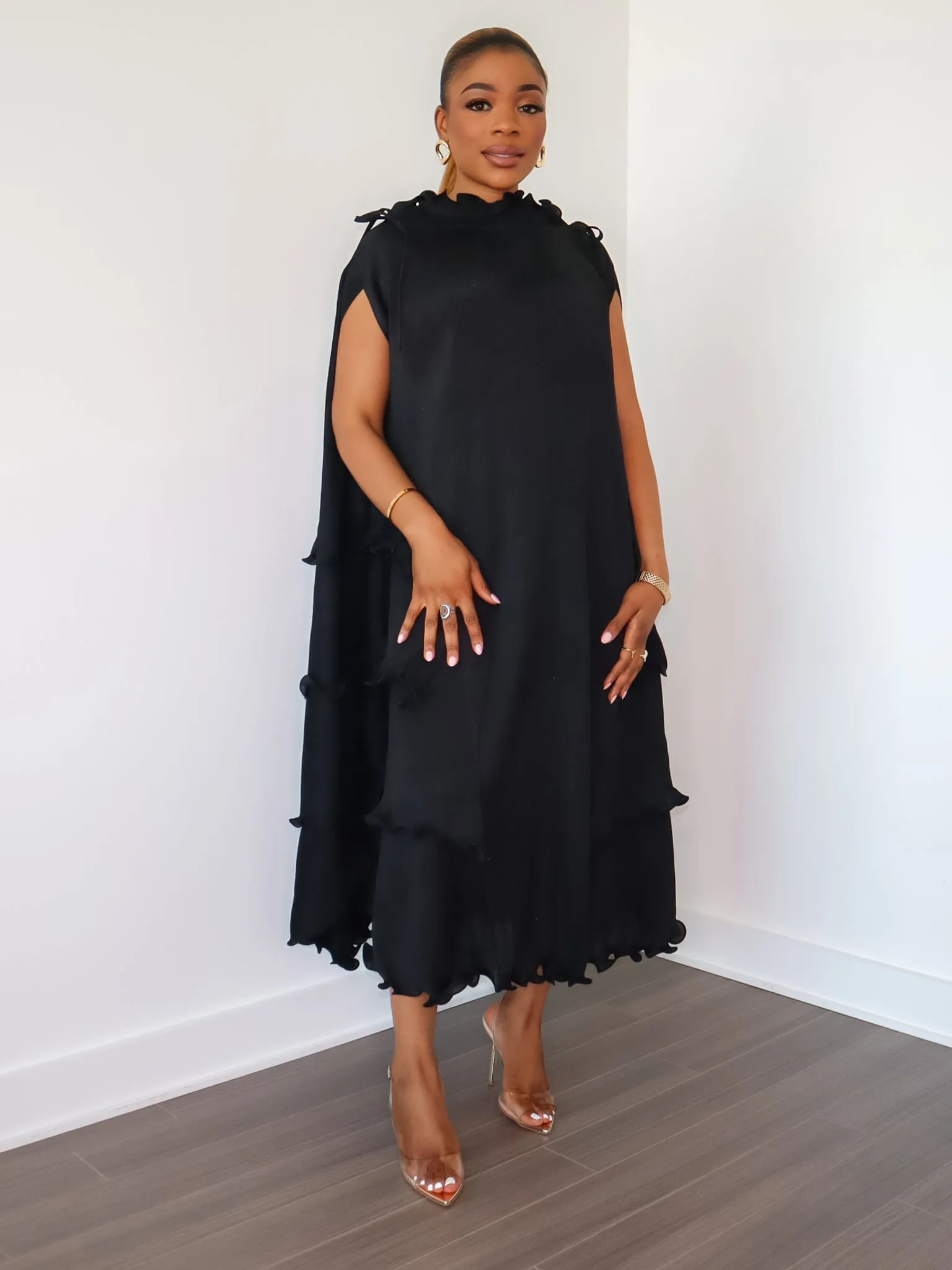 Denise Ruffle Dress (Black)