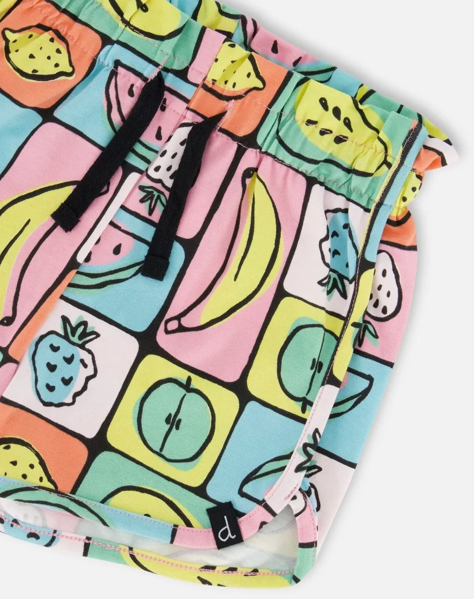Deux Par Deux Fruit Print Jersey Short