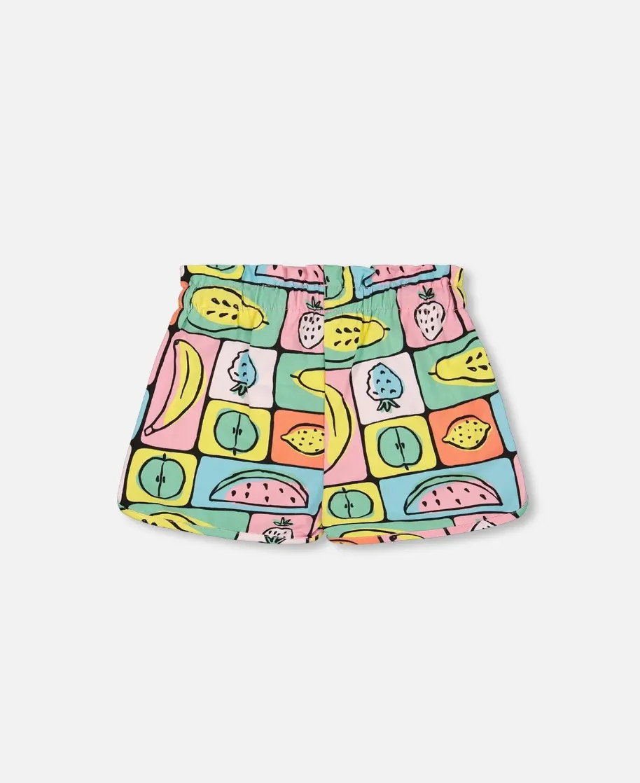 Deux Par Deux Fruit Print Jersey Short