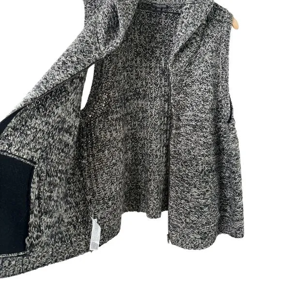 Eileen Fisher Gray Tweedy Yak Merino Wool Knit Sweater Vest Full Zip Pockets, 3X