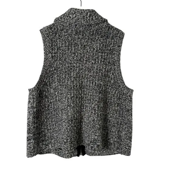 Eileen Fisher Gray Tweedy Yak Merino Wool Knit Sweater Vest Full Zip Pockets, 3X