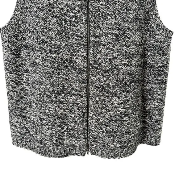 Eileen Fisher Gray Tweedy Yak Merino Wool Knit Sweater Vest Full Zip Pockets, 3X