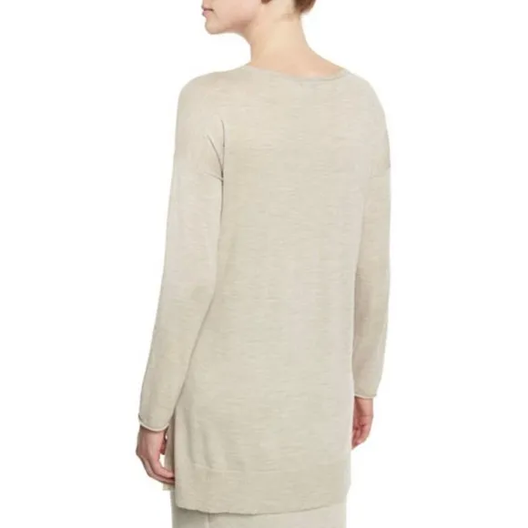 Eileen Fisher Merino Wool Featherweight Crewneck Pullover, Oatmeal