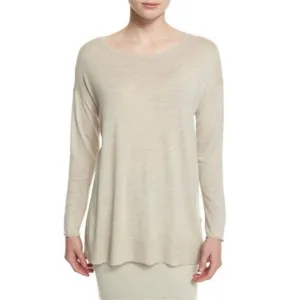 Eileen Fisher Merino Wool Featherweight Crewneck Pullover, Oatmeal