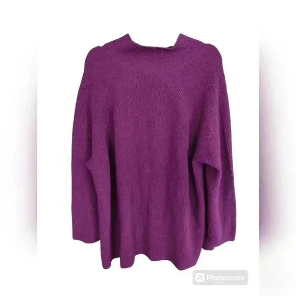 Eileen Fisher Women's Merino Wool Turtleneck Sweater Purple