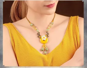 Elegant Citrine Flower Necklace