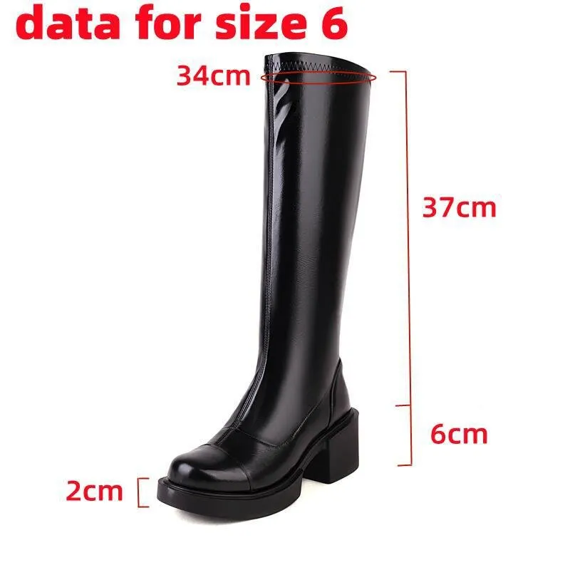 Elegant Platform Boots Women Shoes High Heels Simple Solid Color