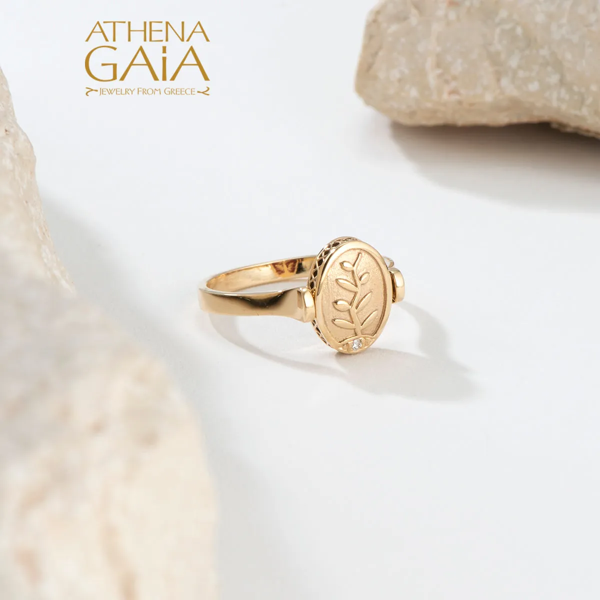 Elegant Rotating Tree of Life Enamel Ring
