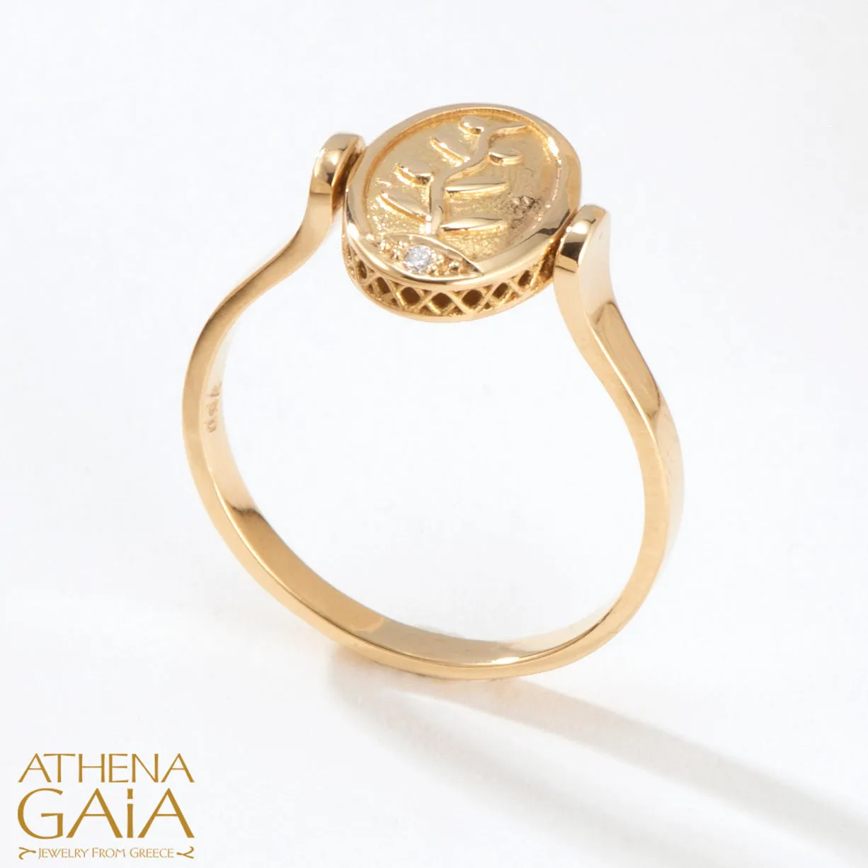 Elegant Rotating Tree of Life Enamel Ring