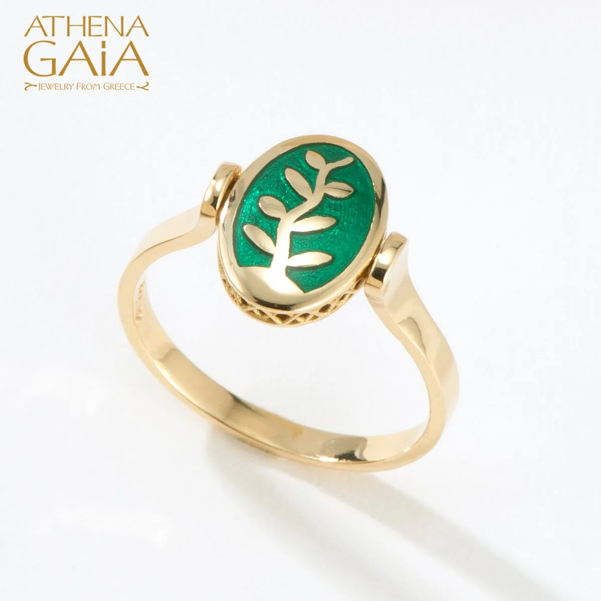 Elegant Rotating Tree of Life Enamel Ring
