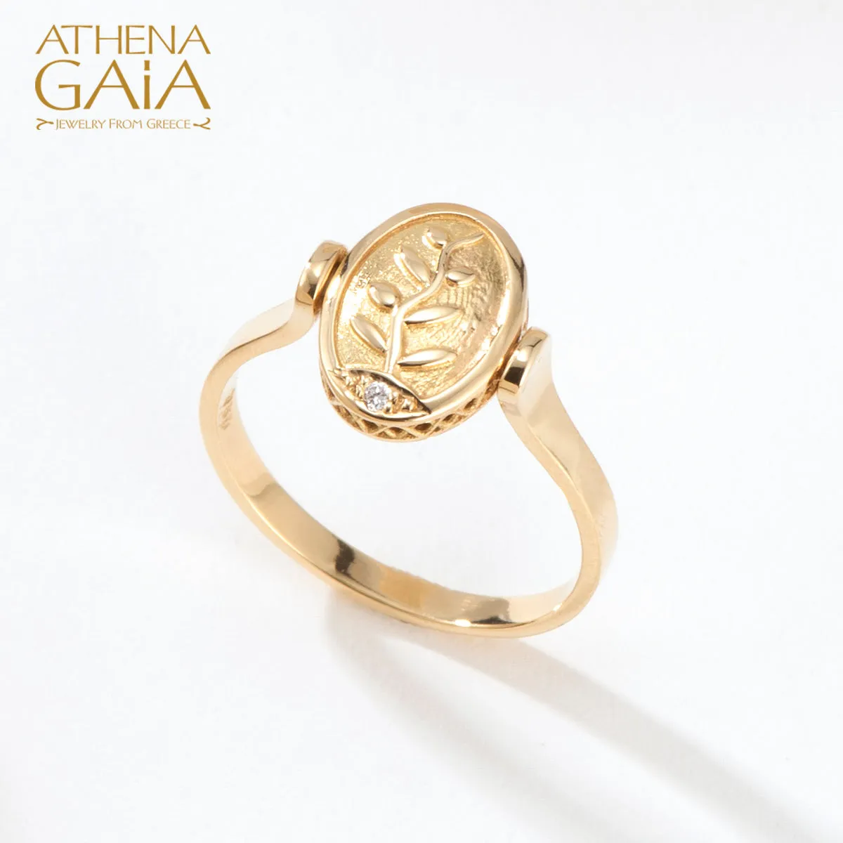 Elegant Rotating Tree of Life Enamel Ring